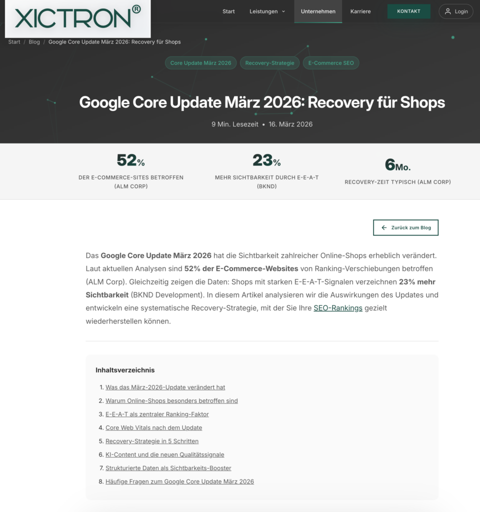 Google Core Update M&auml;rz 2026