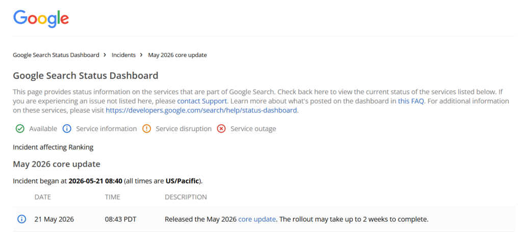 may 2026 core update