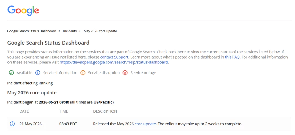 may 2026 core update